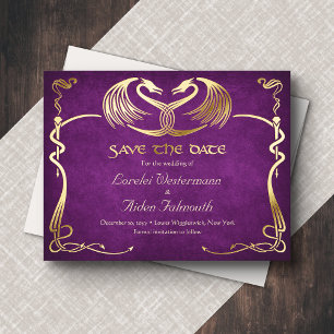 Tarjeta de compromiso de boda de dragón de fantasí