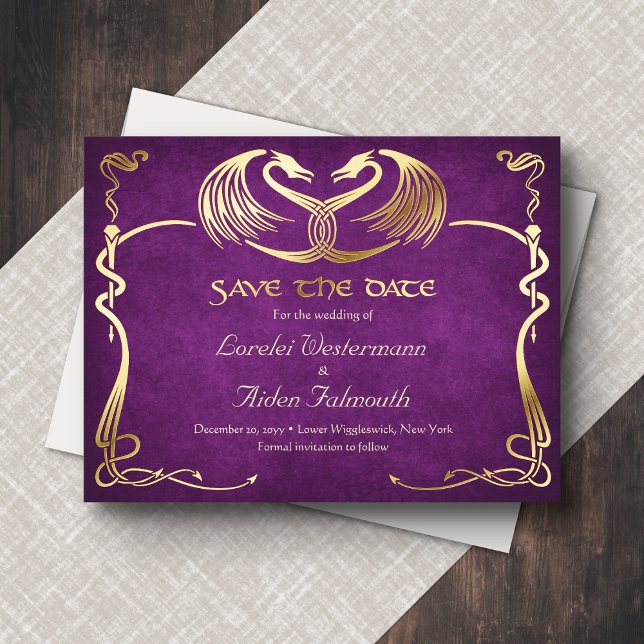 Tarjeta de compromiso de boda de dragón de fantasí (Subido por el creador)