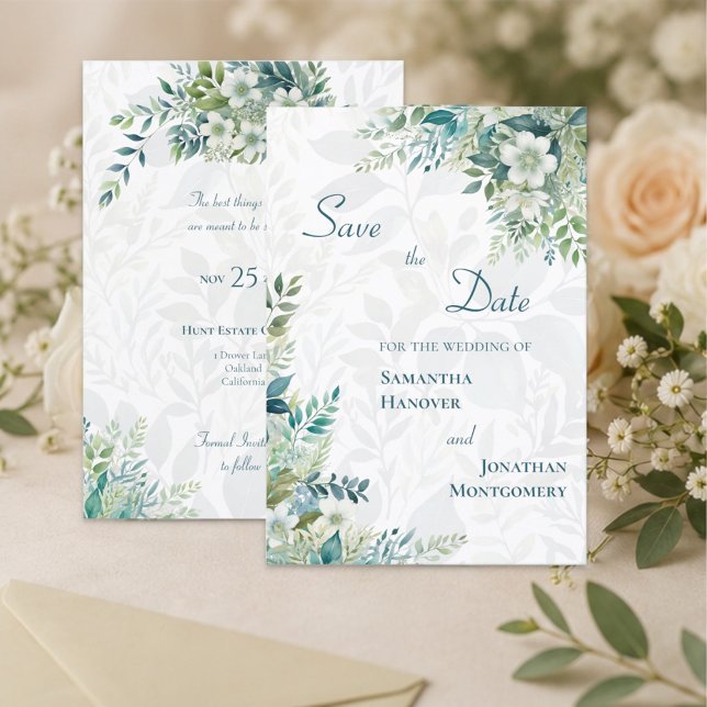 Tarjeta de compromiso de boda de eucalipto verde s (Subido por el creador)