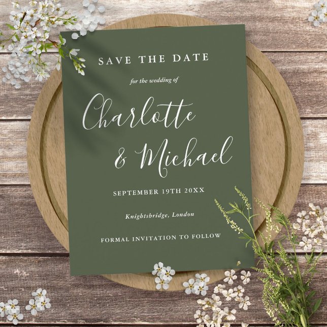Tarjeta de compromiso de boda de firma simple (Simple Signature Wedding Save the Date Card)