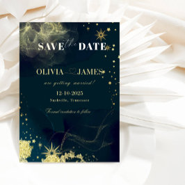 Tarjeta de compromiso de boda de galaxia azul cele