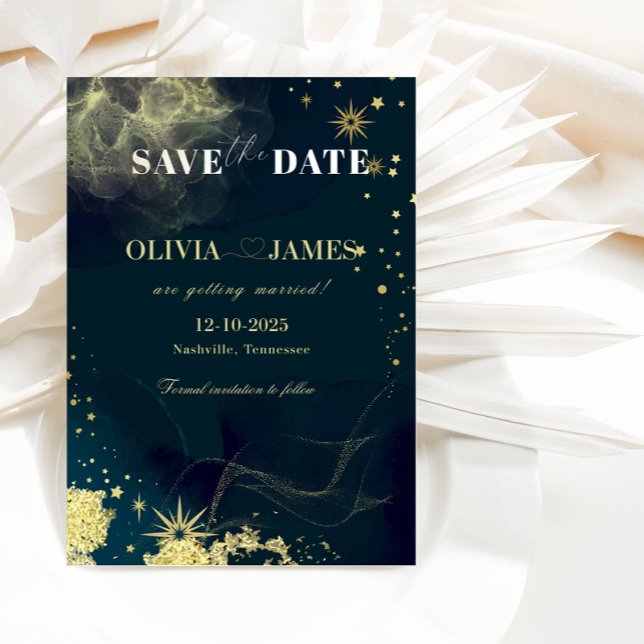 Tarjeta de compromiso de boda de galaxia azul cele (Subido por el creador)