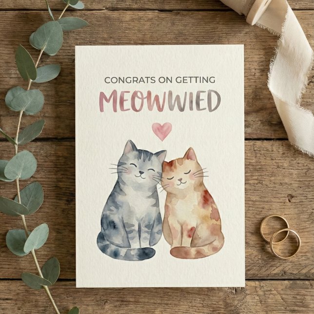 Tarjeta de compromiso de boda de gatos lindos (Subido por el creador)
