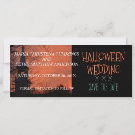 Tarjeta de compromiso de boda de Halloween de la i