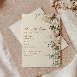 Tarjeta de compromiso de boda de hierba de Pampas