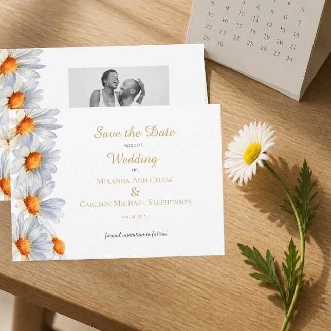 Tarjeta de compromiso de boda de margarita feliz (Subido por el creador)