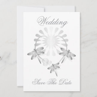Tarjeta de Compromiso de Boda Dragónflies de Plata