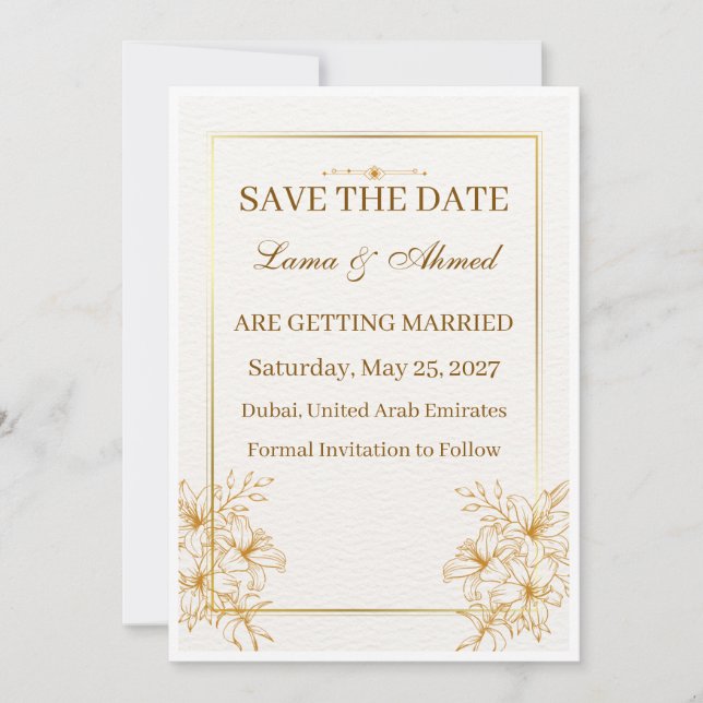 Tarjeta de compromiso de boda en blanco elegante | (Anverso)