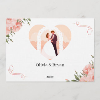 Tarjeta de compromiso de boda floral rosa – Elegan