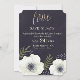 Tarjeta de Compromiso de Boda Flores de Noche de V