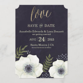 Tarjeta de Compromiso de Boda Flores de Noche de V