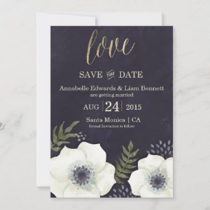 Tarjeta de Compromiso de Boda Flores de Noche de V