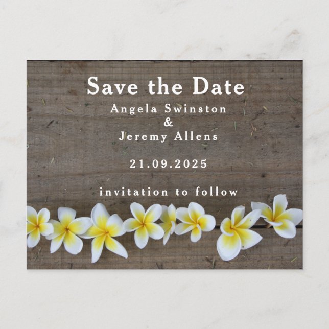 Tarjeta de compromiso de boda Frangipani / Plumeri (Anverso)