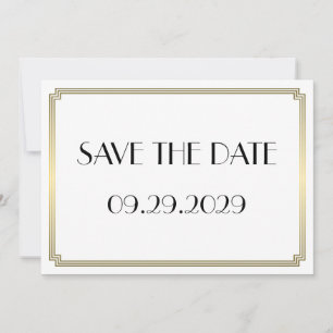 Tarjeta de compromiso de boda Gatsby Art Deco Gold