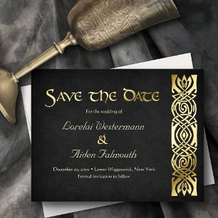 Tarjeta de compromiso de boda medieval de fantasía