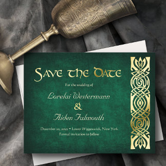 Tarjeta de compromiso de boda medieval de fantasía