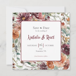 Tarjeta de compromiso de boda Pétalos de Ciruela