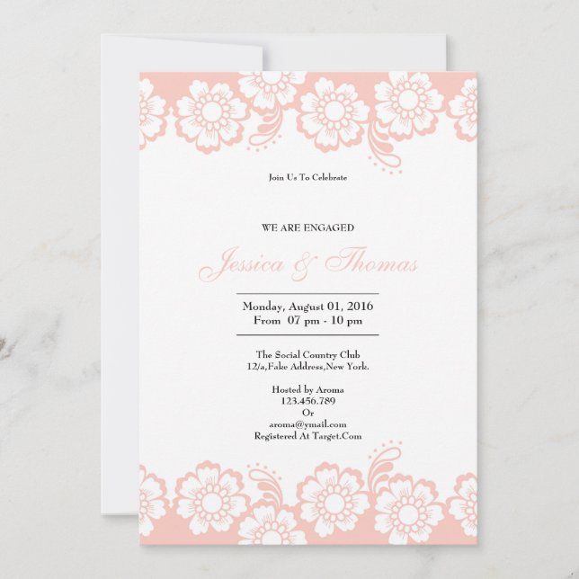 Tarjeta de compromiso de Boda romántico (Anverso)