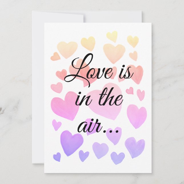 Tarjeta de compromiso de corazones flotantes de ac (Anverso)