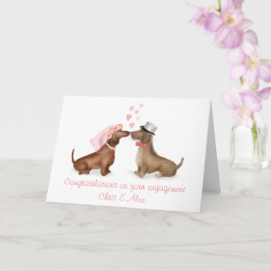 Tarjeta de compromiso de Dachshunds enamorados (ni