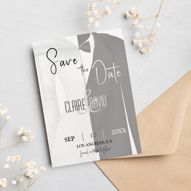 Tarjeta de Compromiso de Esmoquin Vestido Negro y  (Subido por el creador)
