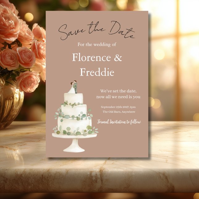 Tarjeta de Compromiso de Tarta de Boda Rosa Cálido (Subido por el creador)