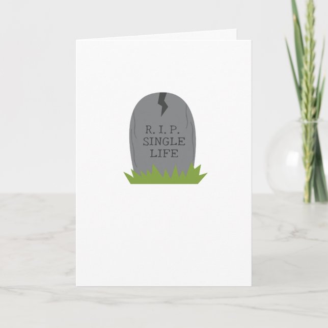 Tarjeta de compromiso divertida RIP Vida de solter (Anverso)
