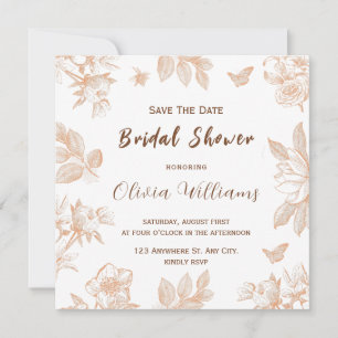 Tarjeta de compromiso nupcial floral blanca de mel