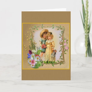 Tarjeta de compromiso o boda victoriana