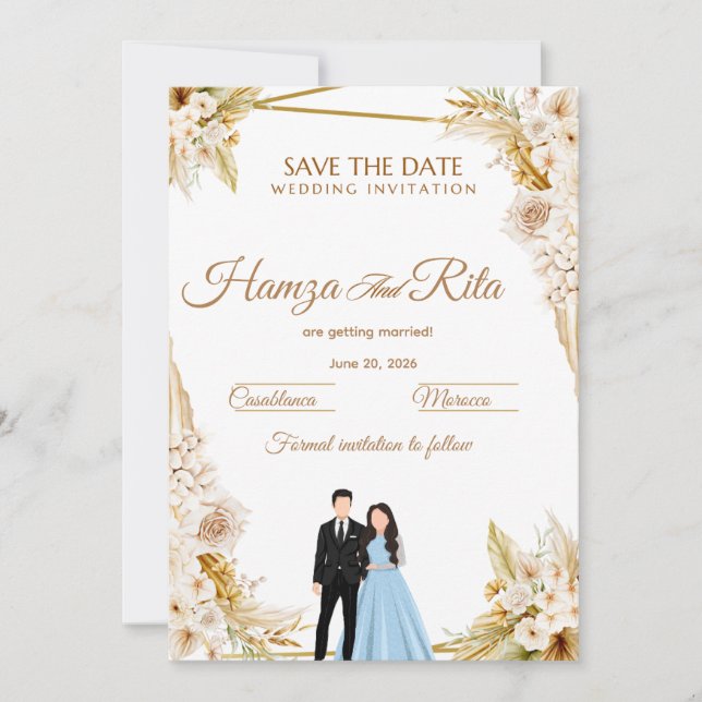 Tarjeta de compromiso para boda por primera vez  (Anverso)