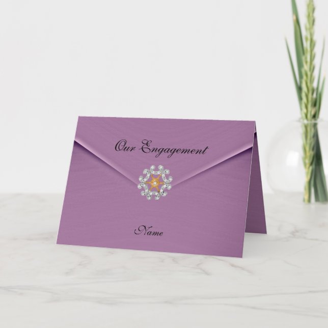 Tarjeta de compromiso Pink Mauve Diamante Joya (Anverso)