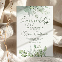 Tarjeta de Compromiso Verde Eucalipto, Boda Única 