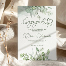 Tarjeta de compromiso verde Eucalyptus, Boda único