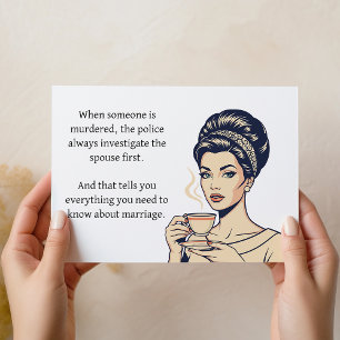 Tarjeta de compromiso y boda con chiste de matrimo