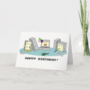Tarjeta de computadora Geeky de ‘Cumpleaños Feliz’