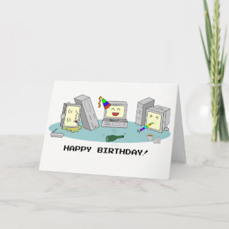 Tarjeta de computadora Geeky de ‘Cumpleaños Feliz’