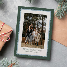 Tarjeta de concha simple verde azul Feliz Navidad