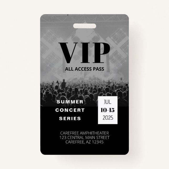 Tarjeta de conciertos multifecha de acceso VIP All (Anverso)