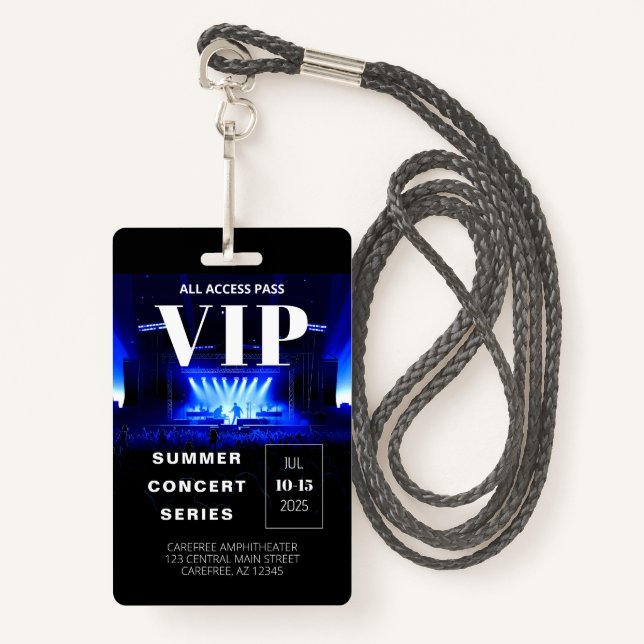 Tarjeta de conciertos VIP Backstage Pass QR Code (Anverso son cordón)