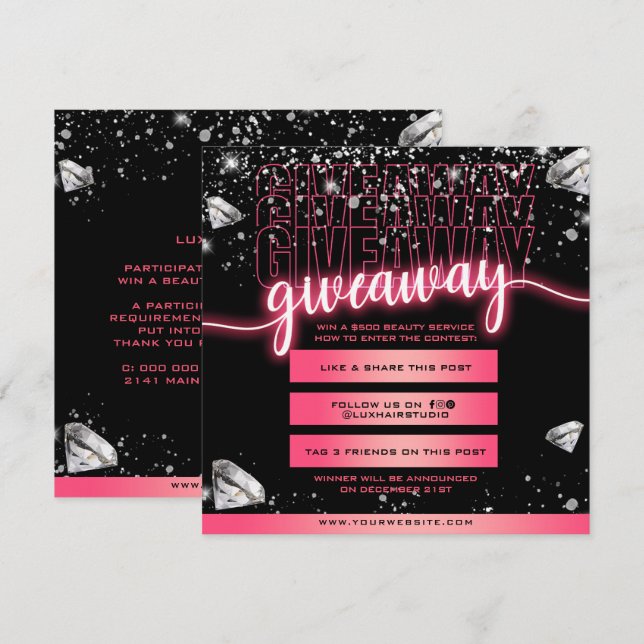 Tarjeta de concurso de Invitación de regalo descar (Anverso / Reverso)