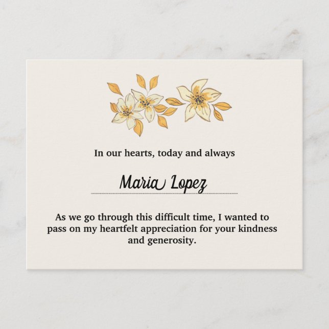 Tarjeta de condolencia acuarela de oro (Anverso)