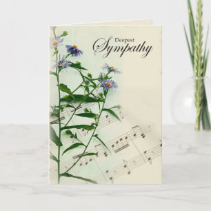 Tarjeta de condolencia con música y flores