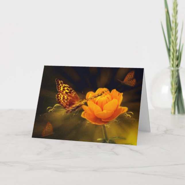 Tarjeta de condolencia de la mariposa y de la flor (Anverso)