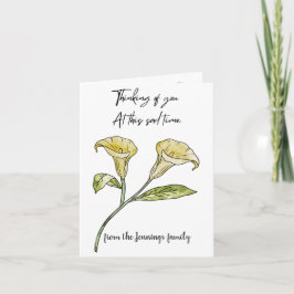 Tarjeta de Condolencia de Simpatía Calla Lilies Ed