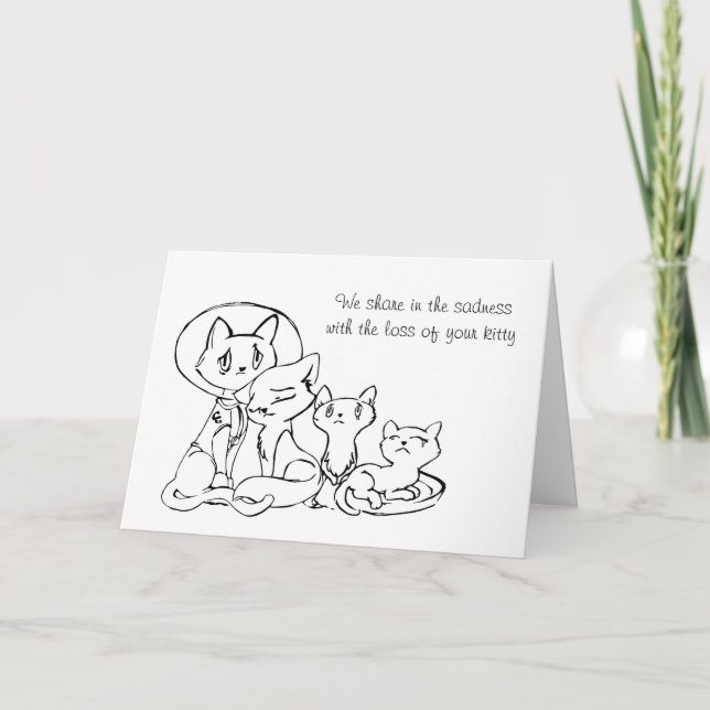 Tarjeta de condolencia del gato del mascota con el (Anverso)