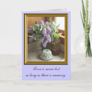 Tarjeta de condolencia enmarcada de las lilas