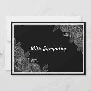 Tarjeta de condolencia floral negra por solidarida