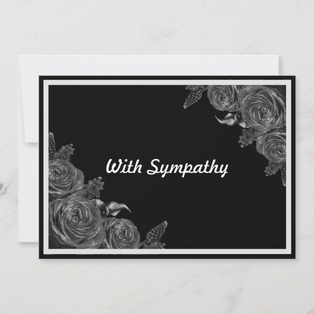 Tarjeta de condolencia floral negra por solidarida (Anverso)