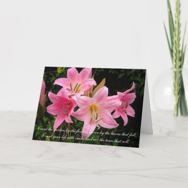 Tarjeta de condolencia - lirios rosados (Anverso)