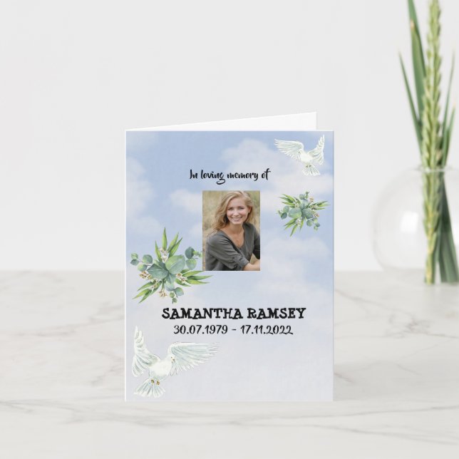 Tarjeta de condolencia moderna del cielo azul (Anverso)